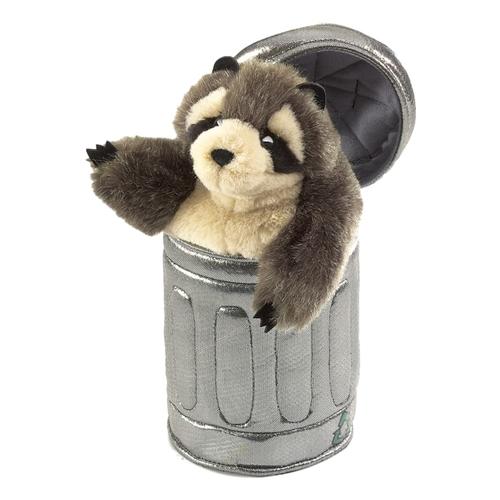 Folkmanis Raccoon In A Garbage Can Hand Puppet