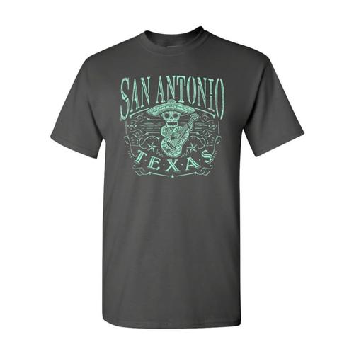 Outhouse Designs Skull Mariachi T-Shirt Charcoal