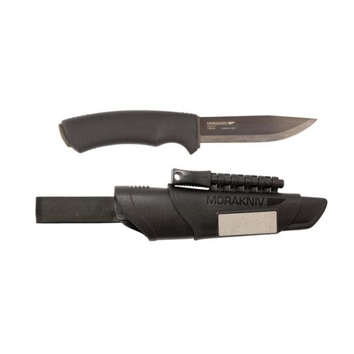 Morakniv Bushcraft Survival Knife Black With Fire Starter & Diamond Sharpener Black