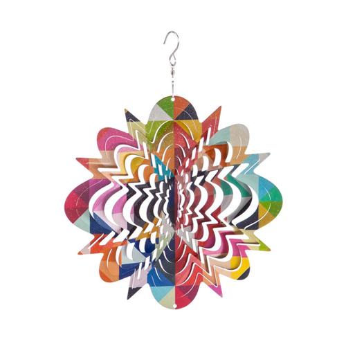 Evergreen Geometric Metal Spectrum Wind Spinner