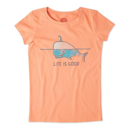 Life is Good Girls Whale and Penguin BFF's Crusher Tee Frshcoral