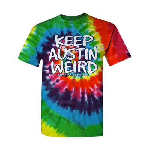 Outhouse Designs Unisex Keep Austin Weird Tie Dye T-Shirt Tiedye