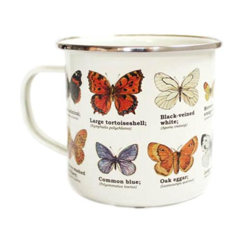 Gift Republic Multi Butterfly Enamel Mug Pale