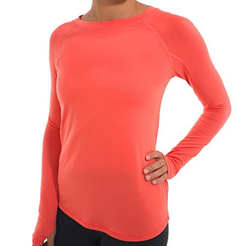Free Fly Women's Bamboo Midweight Long Sleeve Tee Coral