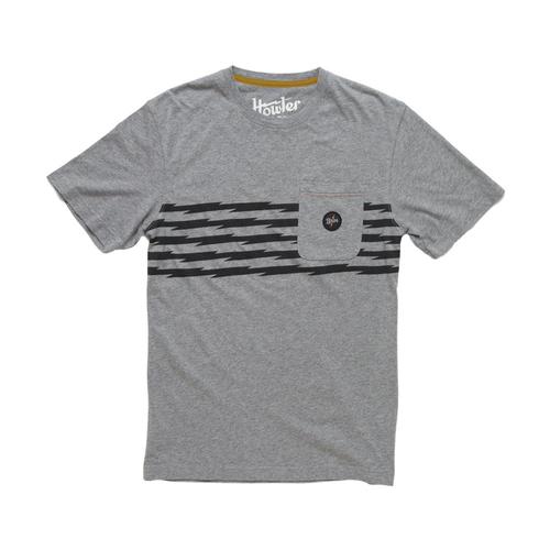 Howler Brothers Men's Voltage Road Stripe Classic Pocket T-Shirt Heathergrey