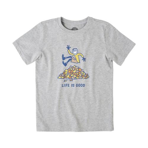 Life is Good Boys Jake Leaf Pile Crusher Tee Hthrgray