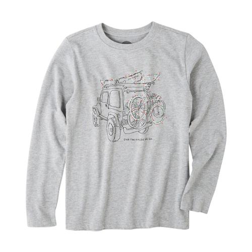 Life is Good Boys Holiday Off Road Long Sleeve Crusher Tee Hthrgray