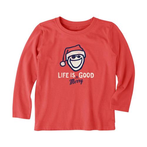 Life is Good Toddlers Life Is Merry Long Sleeve Crusher Tee Red
