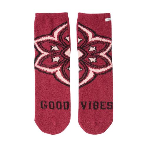 Life is Good Women’s Mandala Vibes Plush Snuggle Crew Socks Wildcherry