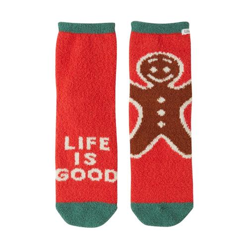 Life is Good Women’s Gingerman Plush Snuggle Crew Socks Americanred