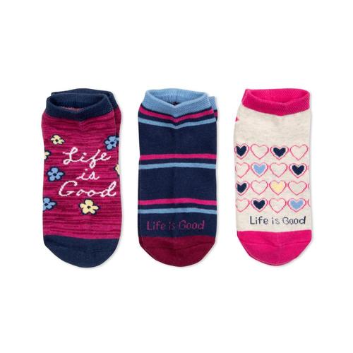 Life is Good Girls Good Hearts Low Cut Socks-3-Pack Lighearts