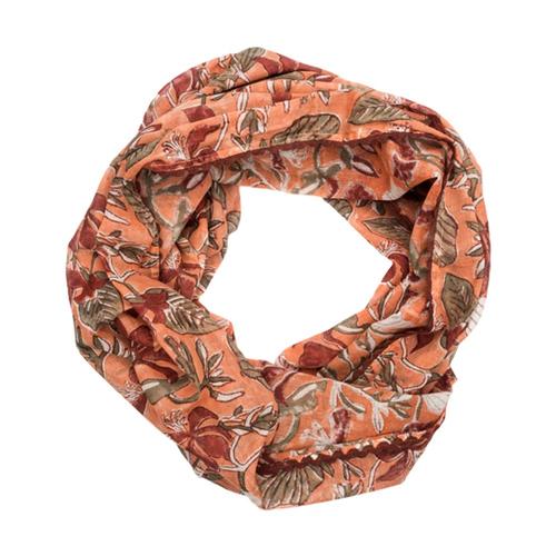 Matr Boomie Block Print Botanical Scarf - Coral Coral
