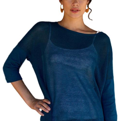 Indigenous Designs Women's Mesh Pullover Sweater Water