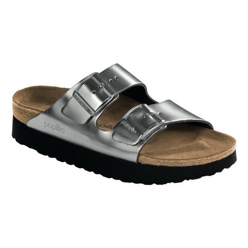 Birkenstock Women's Arizona Platform Leather Sandals Metsilv