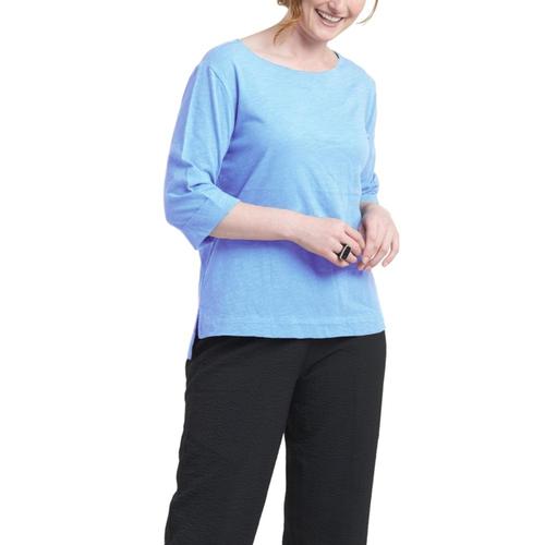 Habitat Clothing Women's Cotton Pebble Boat Neck Tee Vistablue