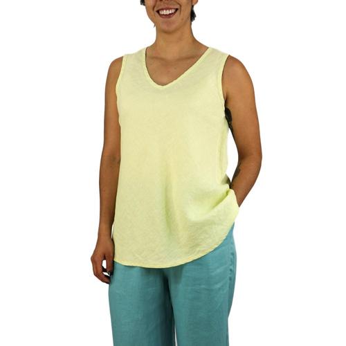 FLAX Women’s Bias Vee Tank Top Lemongrass