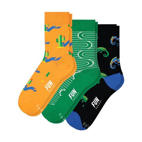 Fun Socks Boy's Desert Socks-3-Pack Orngrnblk