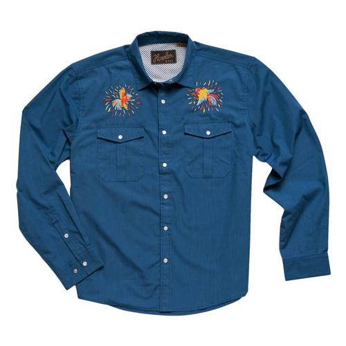 Howler Brothers Men's Gaucho Dos Gallos Snapshirt Cobalt