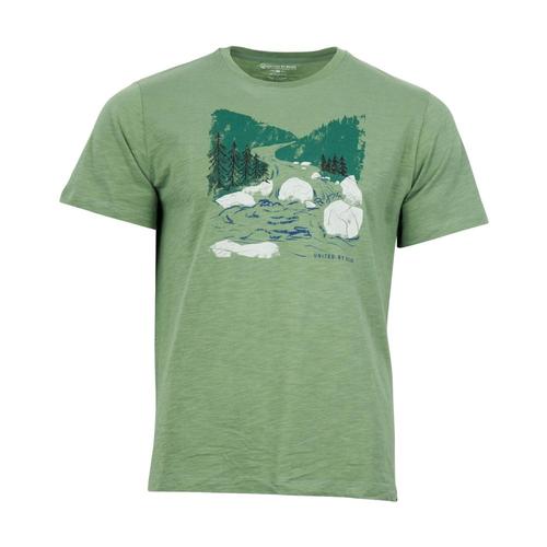 United By Blue Men's Woodcut River Tee Ferngreen