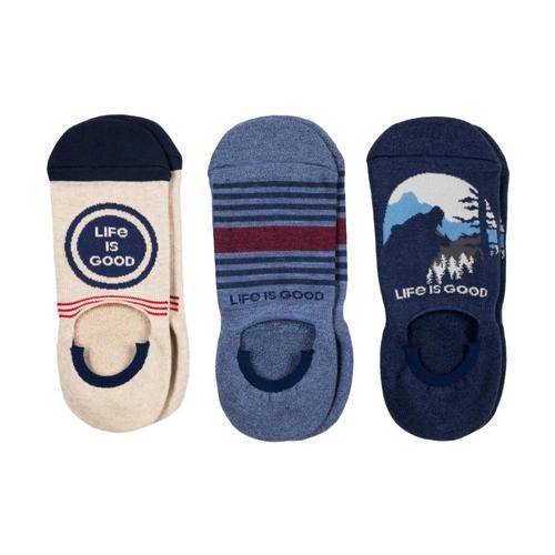 Life is Good Men's 3-Pack Life is Good Bear Cushioned Invisible No Show Socks Bluemulti