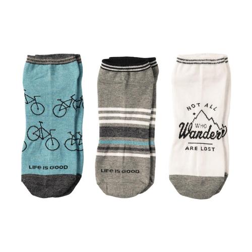 Life is Good Men's 3-Pack Bikes Low Cut Socks Bicycle