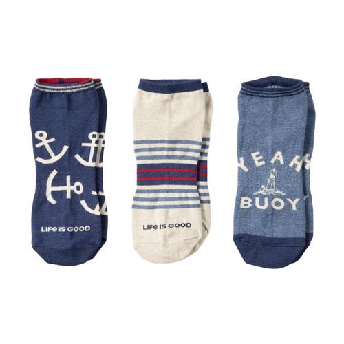 Life is Good Men's 3-Pack Anchors Low Cut Socks Anchor