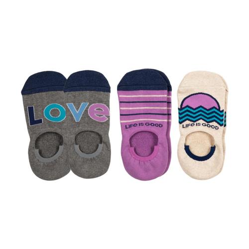 Life is Good Women's 3-Pack Love Cushioned Invisible No Show Socks Love