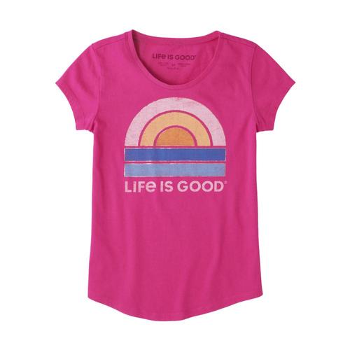 Life is Good Girls Minimal Sunrise Smiling Smooth Tee Fiestapink