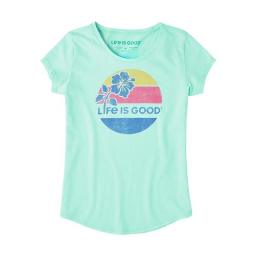 Life is Good Girls Hibiscus Sun Smiling Smooth Tee Brmdablue