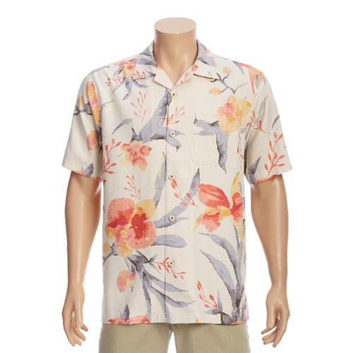 Tommy Bahama Men's Aqua Blooms Camp Shirt White