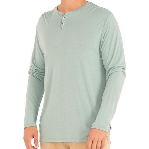 Free Fly Men's Bamboo Cruiser Henley Long Sleeve Shirt Seaglass106