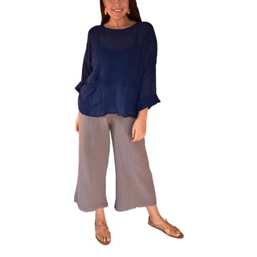Honest Cotton Women's Beach Pocket Tunic Navy