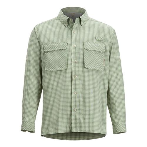 ExOfficio Men's Air Strip Check Plaid Long Sleeve Shirt Whtgrass