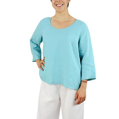 FLAX Women’s Button Crop Linen Shirt Aruba