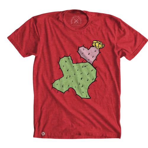 Tumbleweed TexStyles Unisex Cactus Heart Short Sleeve T-Shirts Red