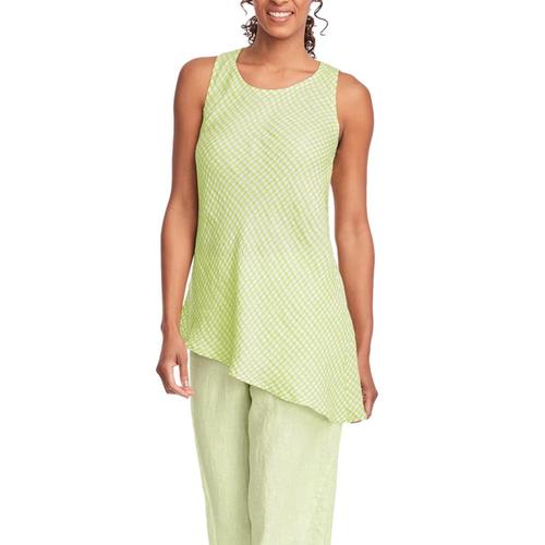 FLAX Women's Airy Tunic Top in Gingham Peargingham