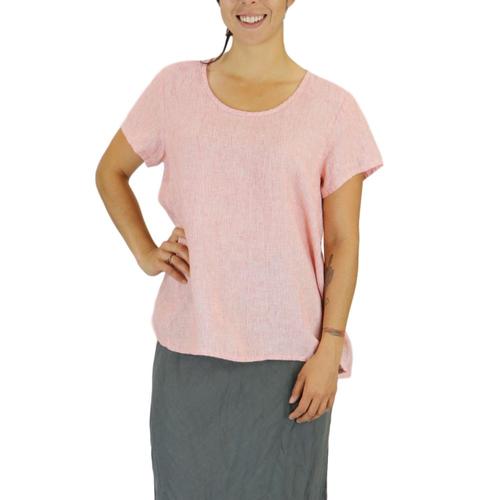 FLAX Women's Weightless Tee Top in Stria Poppystria