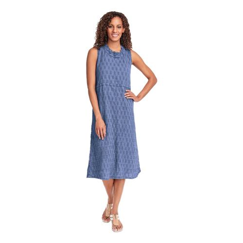 FLAX Women's Date Night Dress in Pucker Bluepucker