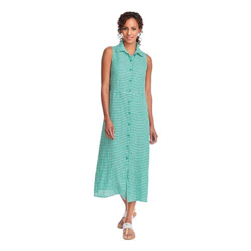 FLAX Women's Dresser Maxi Dress in Gingham Jadegingham