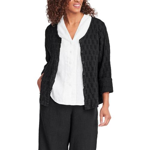 FLAX Women's V Neck Cute Cardi Top Noirepucker