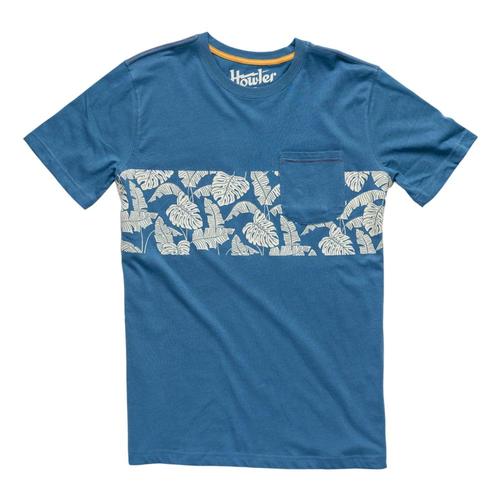 Howler Brothers Men's Monstera Stripe Pocket T-Shirt Midblue