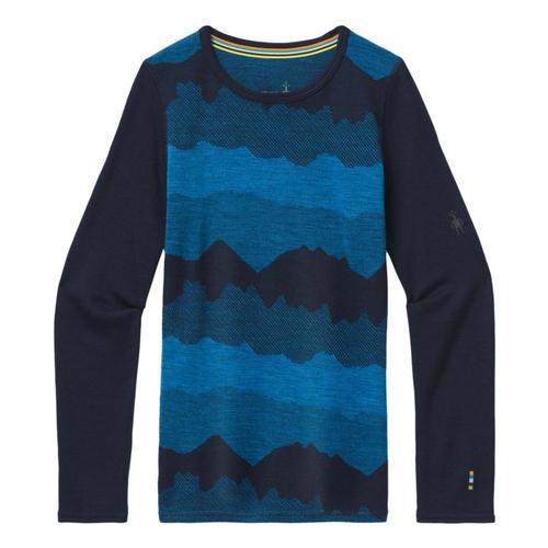 Smartwool Kids Merino 250 Base Layer Pattern Crew Shirt Navymt_e92