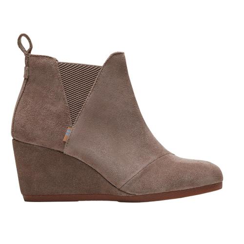 TOMS Women's Taupe Gray Suede Kelsey Booties Taupgry.Sd