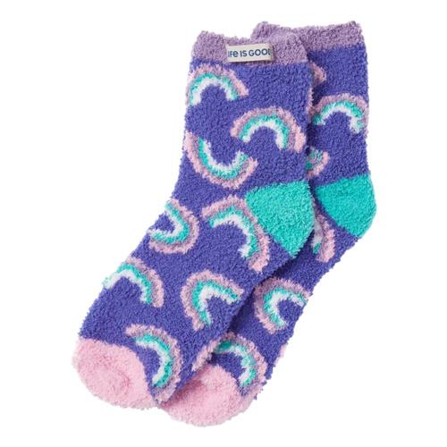 Life is Good Women's Rainbow Pattern Snuggle Socks Vintagblue
