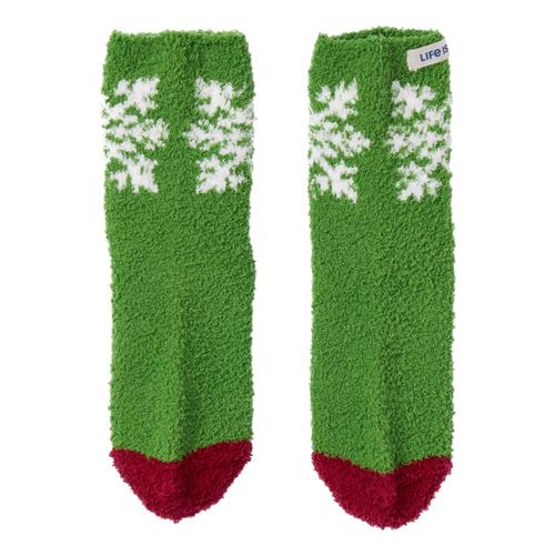 Life is Good Women's Snowflake Snuggle Crew Socks Freshpine