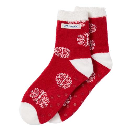 Life is Good Women's Snowflake Pattern Double Snuggle Socks Cranbryred