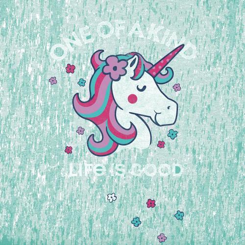 Life is Good Girls One of a Kind Unicorn Crusher Tee Aquablue