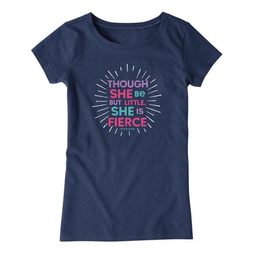 Life is Good Girls Little & Fierce Crusher Tee Drkblue