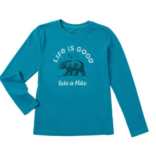 Life is Good Boys Take A Hike Bear Long Sleeve Crusher Tee Seablue