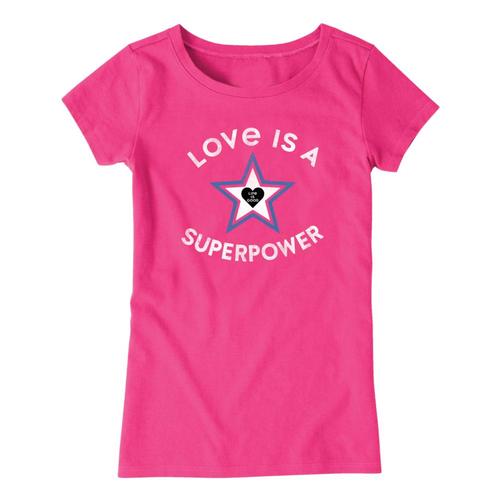 Life is Good Girls Superpower Star Crusher Tee Fiestapnk